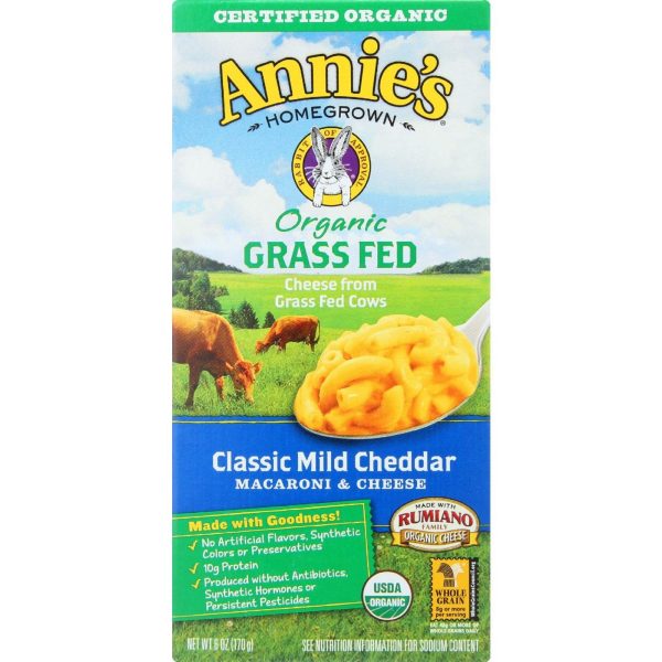 Annies Homegrown Macaroni And Cheese - Organic - Grass Fed - Classic Mild Cheddar - 6 Oz - Case Of 12 Hot on Sale