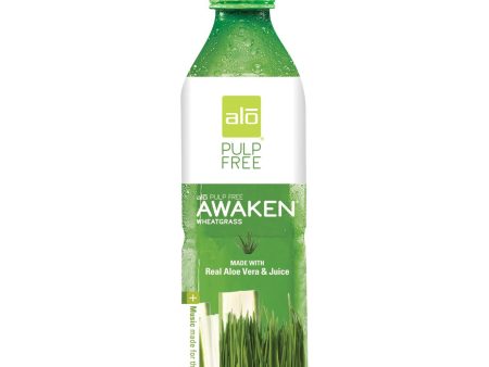 Alo Pulp Free Awaken Aloe Vera Juice Drink - Wheatgrass - Case Of 12 - 16.9 Fl Oz. For Sale