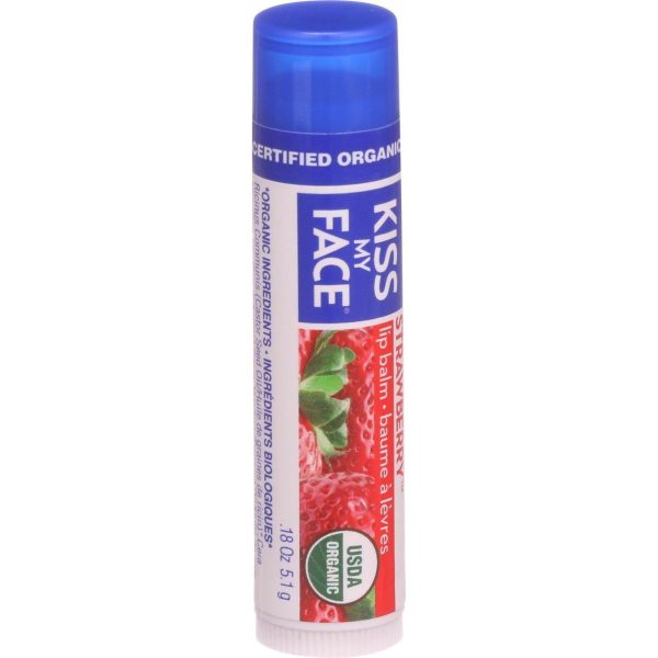 Kiss My Face Organic Lip Balm - Strawberry - .18 Oz - Case Of 24 For Sale