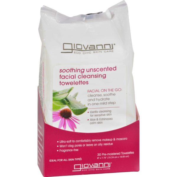 Giovanni Facial Cleansing Towelettes - Unscented - 30 Pre-moistened Towelettes Sale