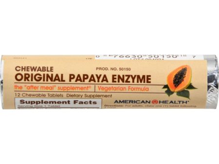 American Health Original Papaya Enzyme Chewable - 12 Chewable Tablets Each - Pack Of 16 - Case Of 16 on Sale