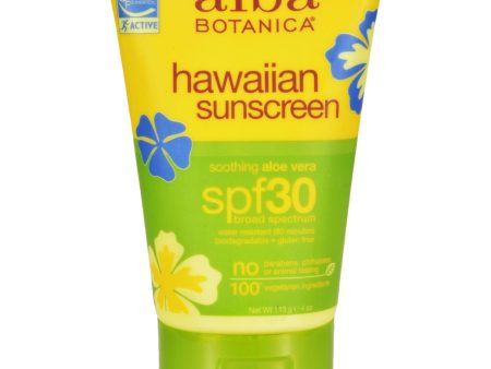 Alba Botanica Hawaiian Aloe Vera Natural Sunblock Spf 30 - 4 Fl Oz Online Sale