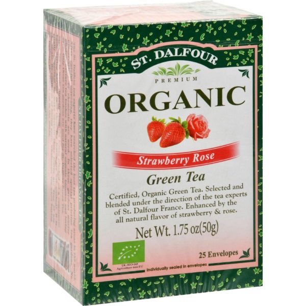 St Dalfour Organic Green Tea - Strawberry Rose - 25 Tea Bags Cheap