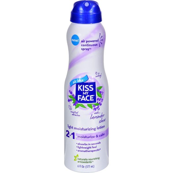 Kiss My Face Lotion - 2 In 1 - Continuous Spray - Lavender Shea - 6 Fl Oz For Sale