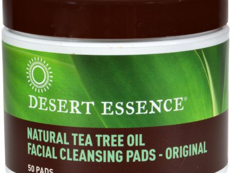 Desert Essence Natural Tea Tree Oil Facial Cleansing Pads - Original - 50 Pads For Sale