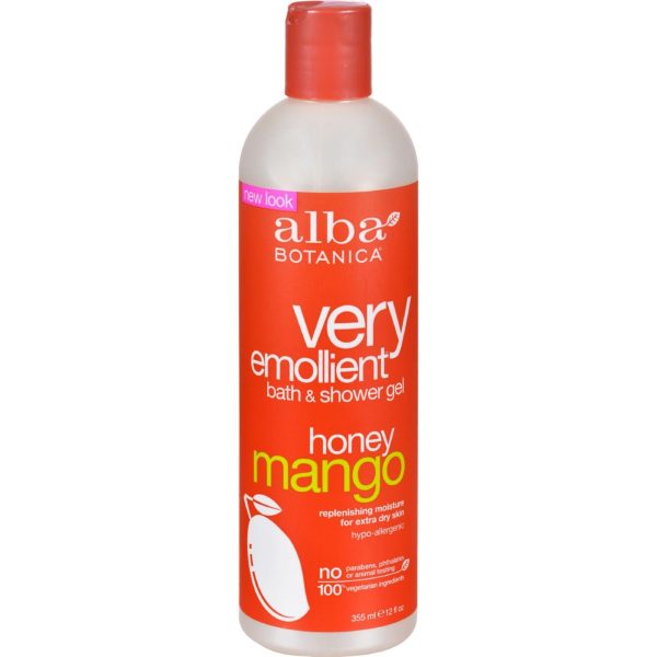 Alba Botanica Very Emollient Bath And Shower Gel Honey Mango - 12 Fl Oz Hot on Sale