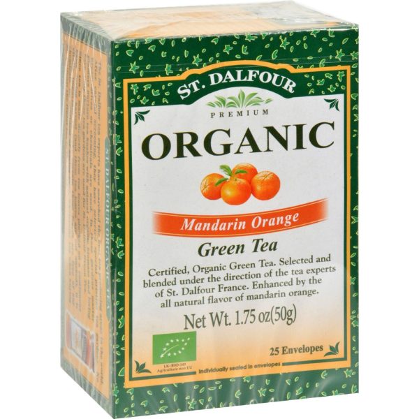 St Dalfour Organic Green Tea - Mandarin Orange - 25 Tea Bags For Discount