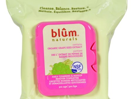 Blum Naturals Daily Cleansing And Makeup Remover Towelettes Pro Age - 30 Towelettes - Case Of 3 Online