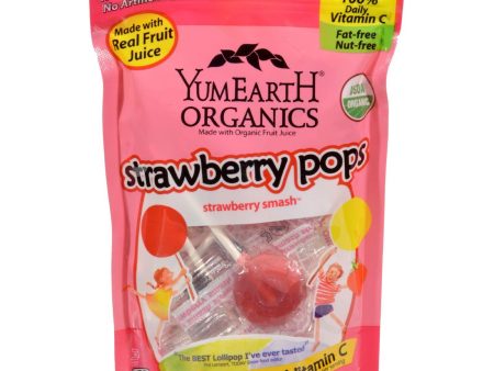 Yummy Earth Organic Standup Lollipops Strawberry Smash - 3 Oz - Case Of 6 Sale