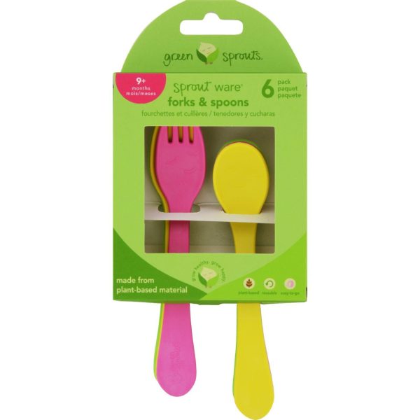 Green Sprouts Forks And Spoons - Sprout Ware - 9 Months Plus - Pink Assorted - 6 Pack Fashion