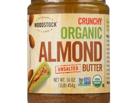 Woodstock Nut Butter - Organic - Almond - Crunchy - Unsalted - 16 Oz - Case Of 12 Discount