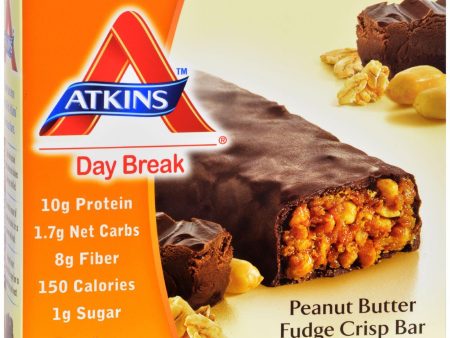 Atkins Day Break Bar Peanut Butter Fudge Crisp - 5 Bars Supply