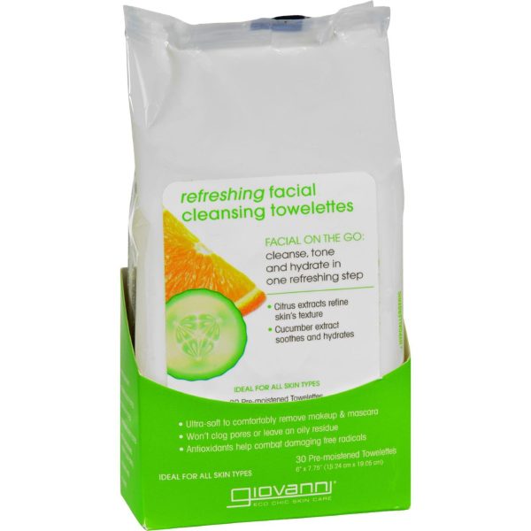 Giovanni Facial Cleansing Towelettes - Refreshing Citrus And Cucumber - 30 Towelettes Online now